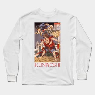 Prince Hanzoku Terrorized by a Nine Tailed Fox  by Utagawa Kuniyoshi Long Sleeve T-Shirt